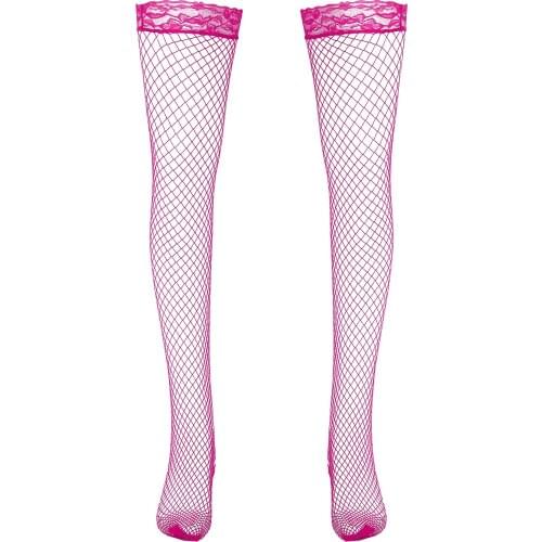 Mens Socks Summer See-through Fishnet Stockings Lace Trimming Man Sexy High Socks Hollow Out Mesh Hosiery Thigh-highs Socks