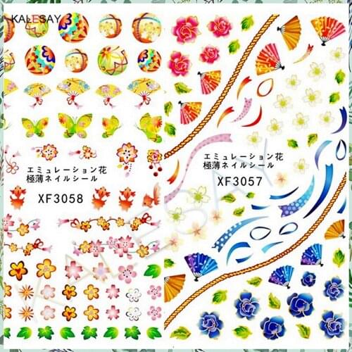 Nail Sticker Art Decals Back Glue Manicure Design Red Colorful Flower 3D Sticker for Nails Decoration Decor Beautiful