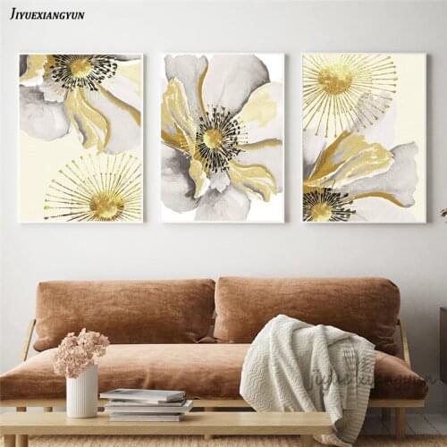 Golden Ginkgo Flower Painting Abstract Pattern Wall Art Canvas Living Room Decoration Modern Print Poster corridor Home Decor