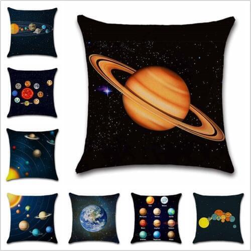 Universe saturn earth solar system pillowcase children bedroom gift Decoration home sofa seat chair shop Decor cushion cover