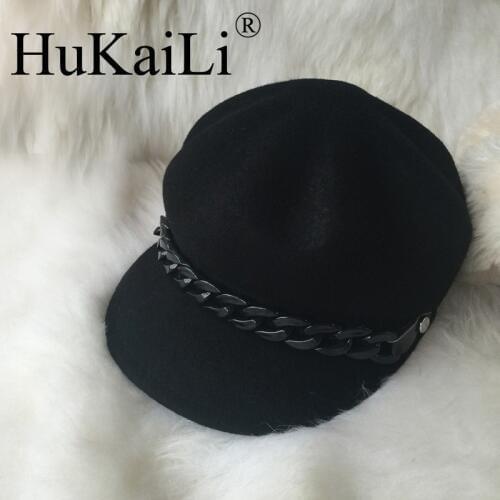 The new winter octagonal baseball cap hat black men and women chain cloth hat riding retro