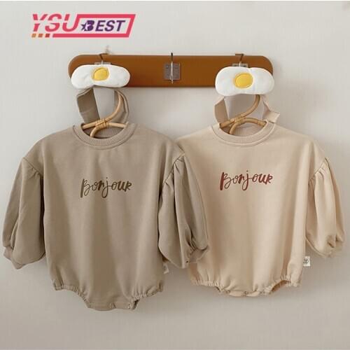 New 2020 Baby Girls Boys Bodysuits Baby Simple Embroidery Loose Package Fart Creeper Sweater Spring Autumn Baby Bodysuit