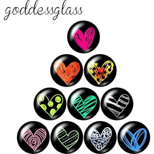 New Beauty Love hearts Kiss pattern 10pcs 12mm/18mm/20mm/25mm Round photo glass cabochon demo flat back Making findings