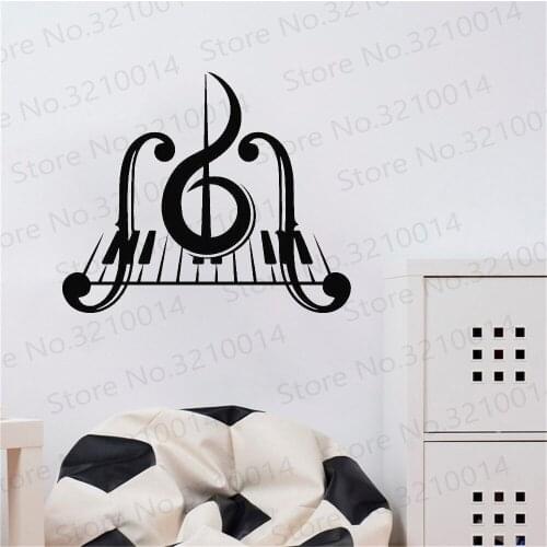 Piano Key Music Vinyl Wall Decal Treble Clef Musical Instrument Wall Stickers Living Room Classroom Removable Decoration PW185