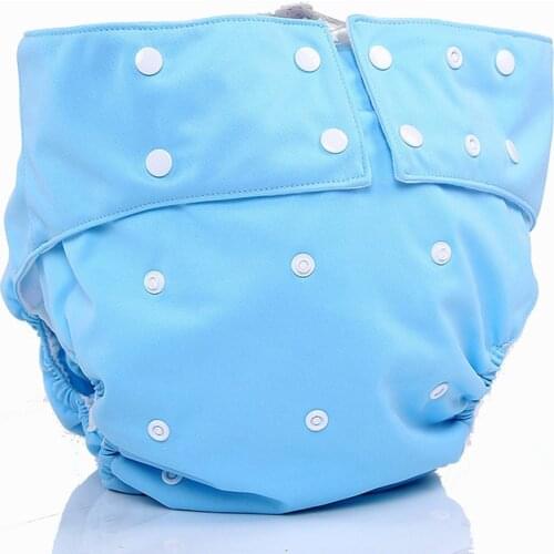 Incontinence Nappy Adult Cloth Diaper Adjustable Washable Pants Black Blue with 4 Layers Microfiber Inserts All in One Size