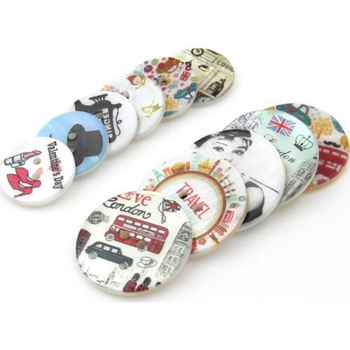 Shell buckle color button two eyes painted coat button fashion buckle coat sweater buckle clothes buckle 20mm 30mm