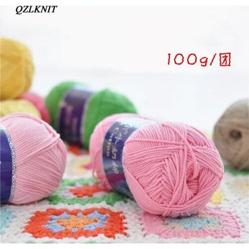 QZLKNIT 100g/ball 59 colors Combed Soft high quality 5 strands of Milk Cotton Yarn DIY Hand knitted Crochet scarves carpet Yarn