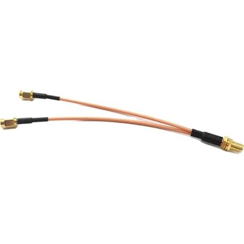 1 into 2 Y type splitter adapter SMA female nut switch 2X RP SMA male plug RF coax cable RG316 15cm 6"