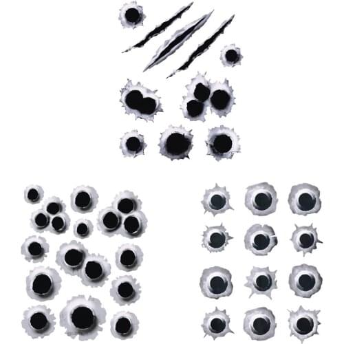 Realistic 3D Bullet Hole Car Stickers Auto Motorcycle Scratch Decals Waterproof and Interesting Full Coverage Decoration