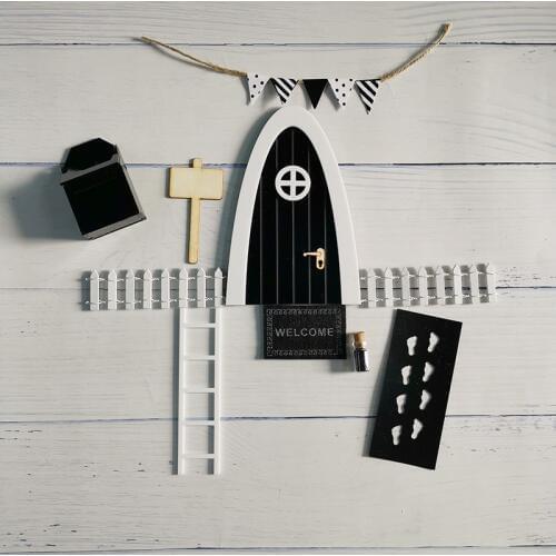 Hand Made Red Arch Fairy door great gift for Kid miniature Christmas ELF tooth fairy door Set Dust Welcome Mat Feet Printer