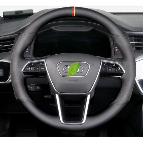 DIY Alcantara Genuine Leather Hand Sewing Steering Wheel Cover For Audi a4l a6l a5 a3 q5 q3 q2l q7 Grip Cover car accessories