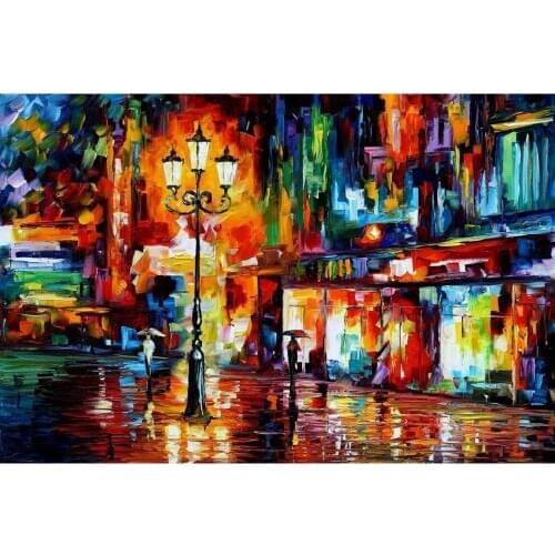 Contemporary art downtown lights II hand painted knife paintings landscape oil on canvas High quality