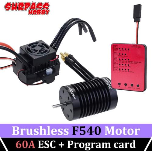 SURPASS HOBBY Waterproof F540 3300KV 4370KV Motor Brushless Combo 60A ESC Speed Controller Program Card for 1/10 RC Car Traxxas