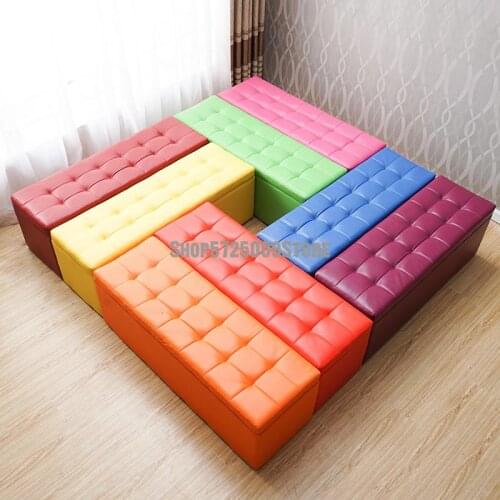 Clothing store shoe changing stool household bed end storage long sofa stool rectangular rest stool fitting room storage stool