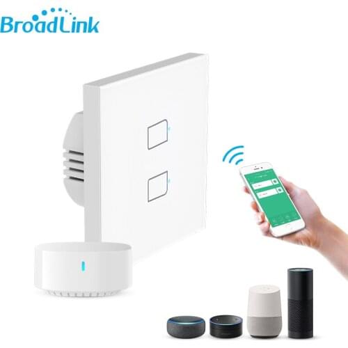 Broadlink TC3 EU 2gang Smart WiFi Wall Light Switch Remote Control No Neutral Aleax Goolge Assistant Support Home Automation