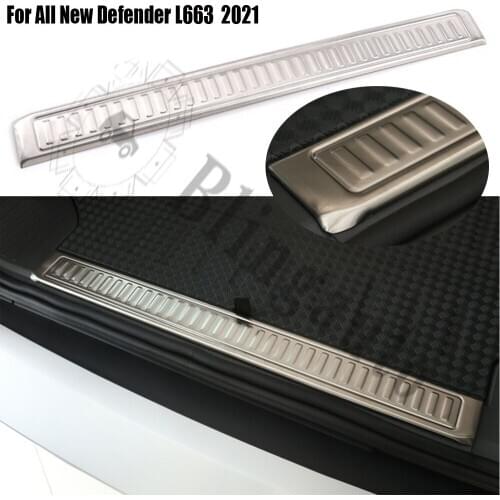 Inner Door Sill Cover Rear Scuff Plate fits for -Land Rover Defender 2020 2021 stainless steel made 1PC silver