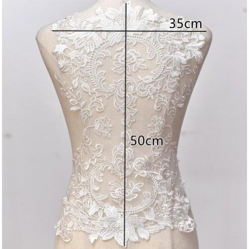 DIY 35*57cm embroidered lace applique for wedding dress large floral lace fabrics appliques patch accessories for bridesmaid