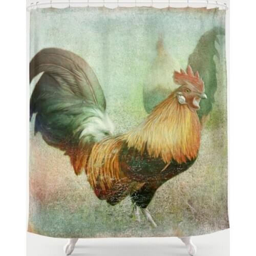 Farm Rooster Shower Curtain Waterproof Bathroom Decorations Polyester Bathroom Shower Curtain