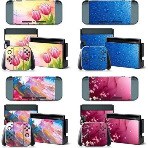 Girl Pink Flower Screen Protector Skin Charger Stand Holder Sticker Film for Nintendo Switch Lite Console Joycon Controller Case