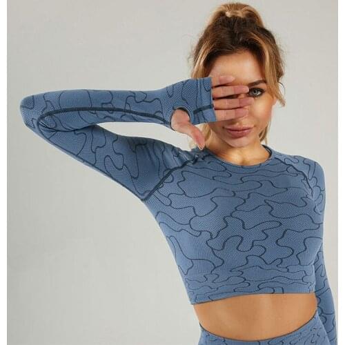 SALSPOR Women Yoga Shirts Fitness Sports Seamless Long Sleeve Tops Gym Running Workout Training Athletic Hollow Shirts Female