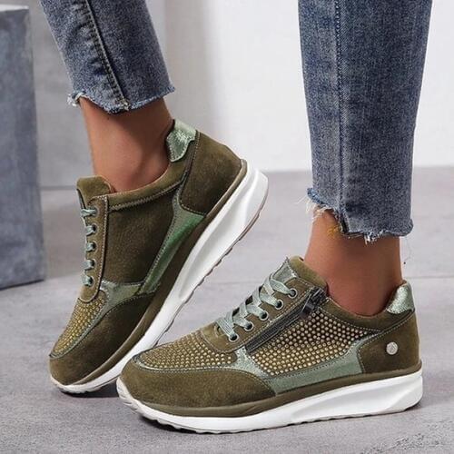 Women Flats Shoes Zapatos Mujer Light Flat Casual Flock Breathable Sneakers Lace Up Shoe Woman Slip on Sapato Chaussure