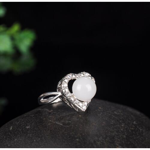 Gold silk jade 925 silver ring ring love watch white gift beautiful box fashion ring jewelry new