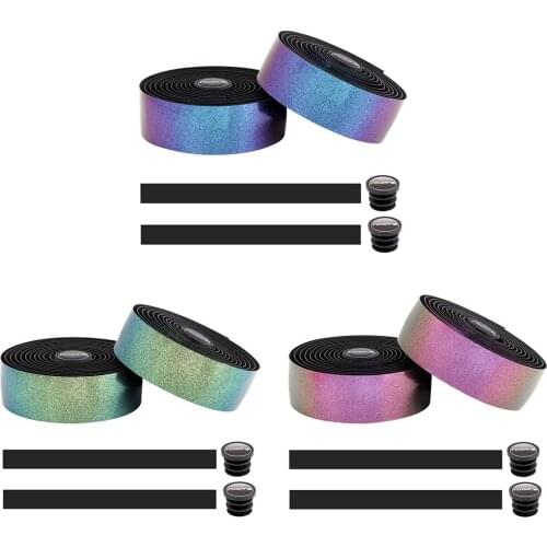 1 Pair Road Bike Gradient Handlebar Tape with Handlebar Plugs Bar Belts Bicycle Anti-slip EVA Shock Absorption Handle Bar Tape