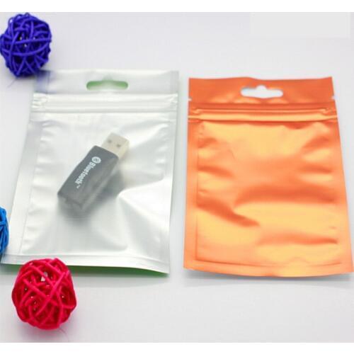 100Pcs/Lot 8.5*13cm Tear Notch Flat Pouches Translucent Orange Mylar Foil Zip Lock Stock Bag with Hang Hole