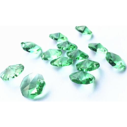 14mm Light Green Crystal Glass Octagon Beads Lighting Accessories Wedding Decoration Pendants Crystal Prisms Chandelier Paarts