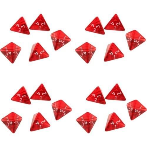 20 Pieces Acrylic Polyhedral Dice Set D4 Dice Family For Table Cups Games