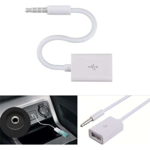 3.5mm Male AUX Audio Plug To USB 2.0 Female Converter Cable Cord For Car MP3