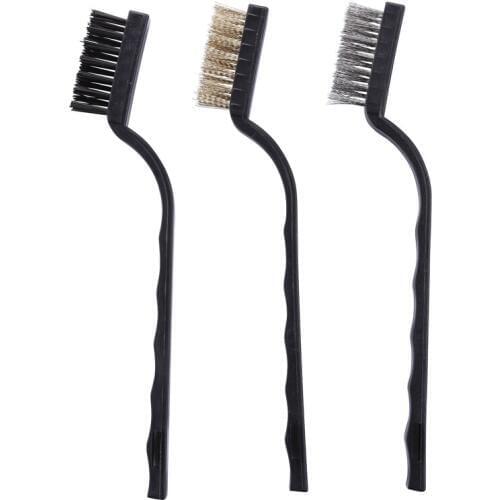 3Pcs/Set Stainless Steel Brass Brush Nylon Brush Remove Rust Cleaning Polishing Detail Metal Brush Kit