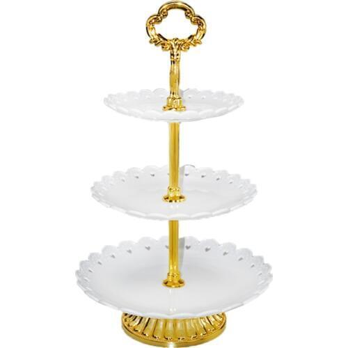 3-tier White Plastic Dessert Stand Pastry Stand Cake Stand Cupcake Stand Holder with Base Serving Platter for Party Wedding Home
