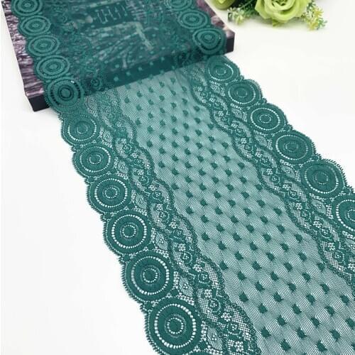 3y/Lot Width 23cm Dark Green Circled Elastic Lace Trim For Lingerie Sewing Craft DIY Apparel Fabric Lace Garment Accessory