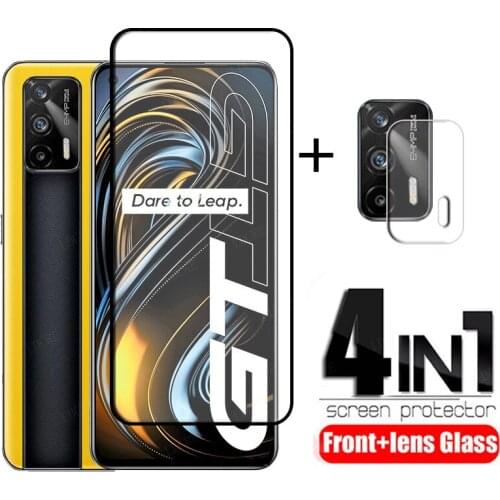 4-in-1 For OPPO Realme GT Glass For Realme GT Neo Tempered Glass Phone Film Full Gule Screen Protector For Realme GT Lens Glass