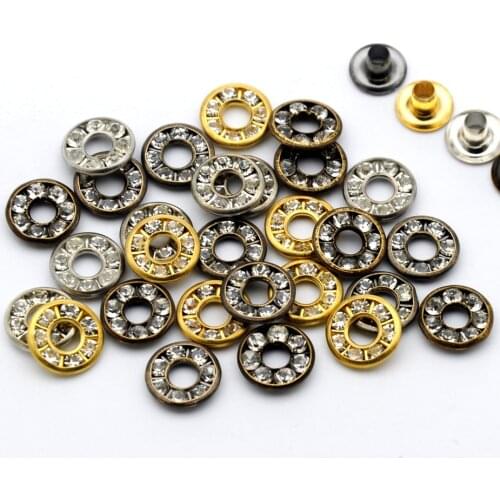 80pcs/pack 4 colors 9mm round metal brass rhinestone eyelets crystal diamond grommets glass eyelets free shipping RE-9mm-001