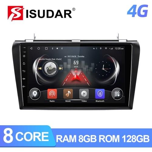 ISUDAR T72 QLED Android 10 Auto Radio For MAZDA 3 2004 2005 2006-2009 GPS Navigation Car Multimedia 8 Core RAM 6G DVR 4G no 2din