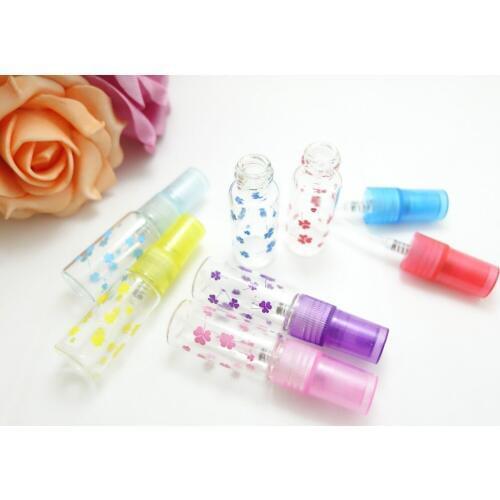 Free shipping by dhl 5ML 5G Colorful Clover Leaf Printing Clear Refillable Perfume Spray Empty Glass Bottle Atomizer lin3275
