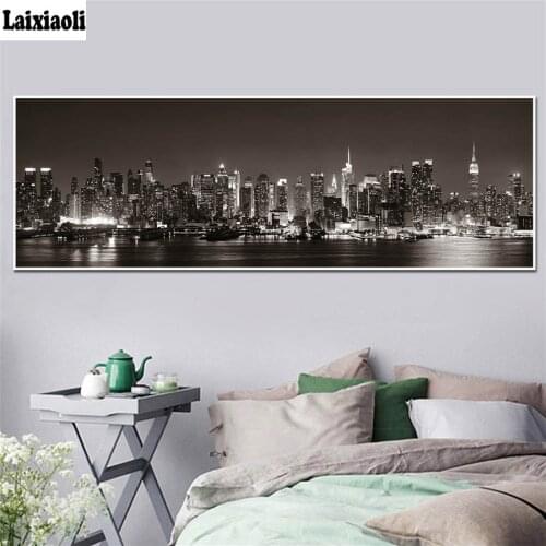 Large 5d Diy Diamond Embroidery city night Scenery Diamond painting modern art Cross Stitch Mosaic Rhinestones Painting decor