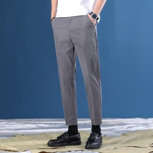 2021 Spring Autumn Anti-static Man Trousers Formal Business Male Straight Autumn Clothing Slim Grey Casual Men Chino Pants