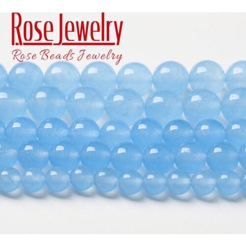 Wholesale Natural Aquamarines Jades Stone Beads Smooth Round Loose Beads For Jewelry Making DIY Bracelet Accessories 4mm - 14mm