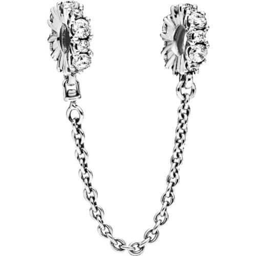 100% Sterling silver original charm free with colorful light blooming safety chain applied fit Pan bracelet with beads