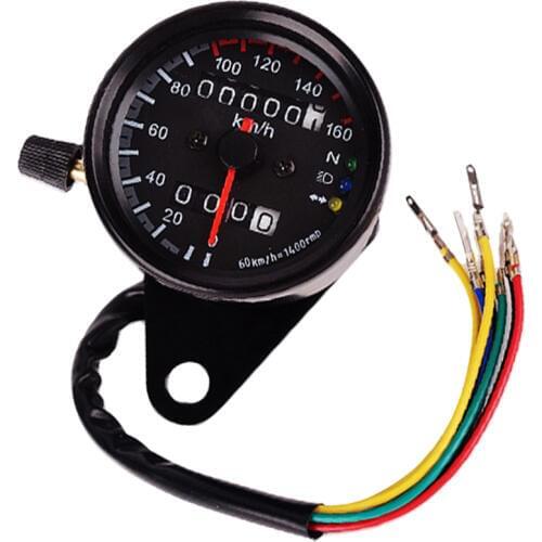 Black 12 Volt LED Backlight Signal Motorcycle Odometer KMH Speedometer Gauge