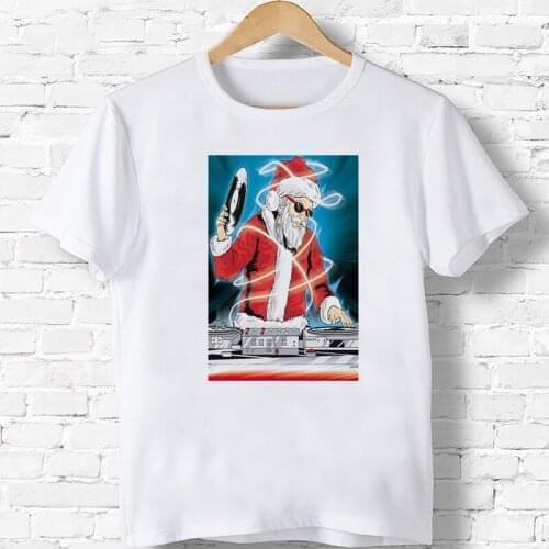 Christmas Party Santa Claus Children Cartoon T-Shirts Kids Tops Boys/Girls Short Sleeve Clothes Baby Tee Shirt