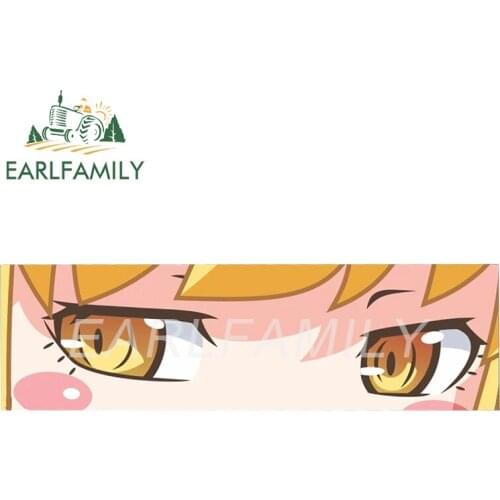 EARLFAMILY 15cm x 4.5cm Cartoon Shinobu Peek Girl Eye Slap Decal JDM Helmet Window Bumper Car Stickers Anime Vinyl Graphics