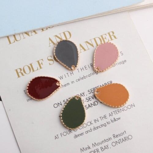 5colors Alloy enamel Gold irregular water droplet charms for womens necklace DIY bracelet hair earrings accessories for jewelry