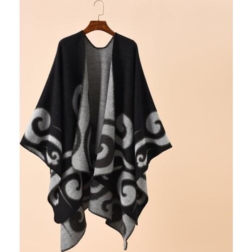 Ethnic Bohemian Geometric Shape Plus Size Imitation Cashmere Split Shawl Cloak Infinity Scarf Designer Scarf Women Luxury 2021