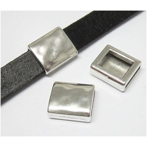 Hammered rectangle slider 10x2mm Flat leather findings -FF44