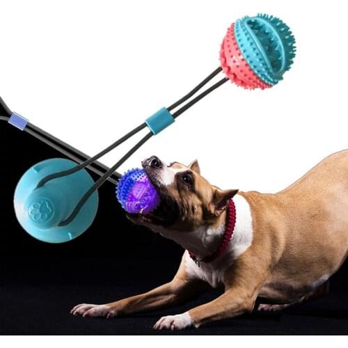 Toys For Pet Dogs Ball With Single Double Suck Cup Pet Tooth Cleaning Chewing Bite Toy Elastic Rope Interactive Toys Pet Product