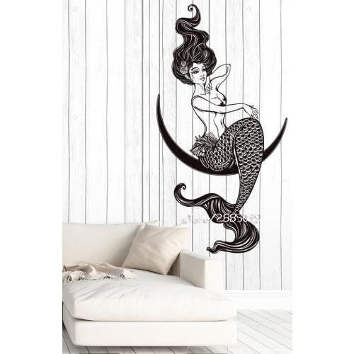 Beautiful Mermaid Vinyl Wall Stickers Fantasy Girl Ocean Home Decor Wall Decals High Quality Artistic Design Wallpaper SA866